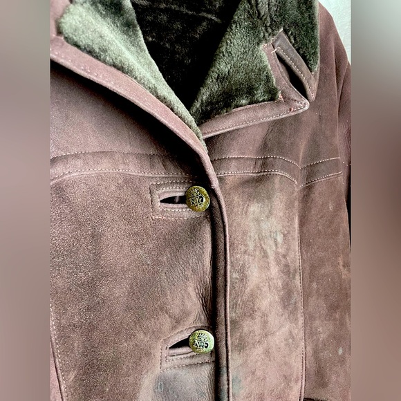 Vintage Abercrombie & Fitch Heavy Winter Shearling Lined Womens Coat - Picture 2 of 12